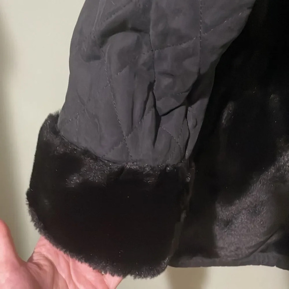 Jl Colebrook Faux Fur Reversible Coat Adjustable Waist Jacket Black Small - Picture 13 of 13